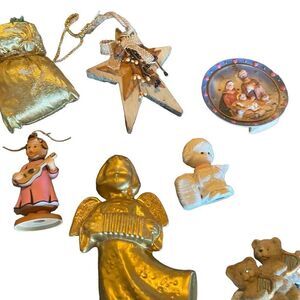 Christmas decor lot bulbs decorations angels stars bears religious Xmas decor